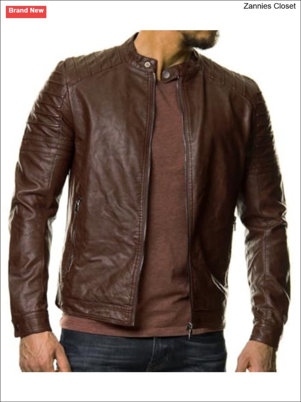 Men's Real Lambskin Leather Biker Motorcycle Jacket Vintage Moto